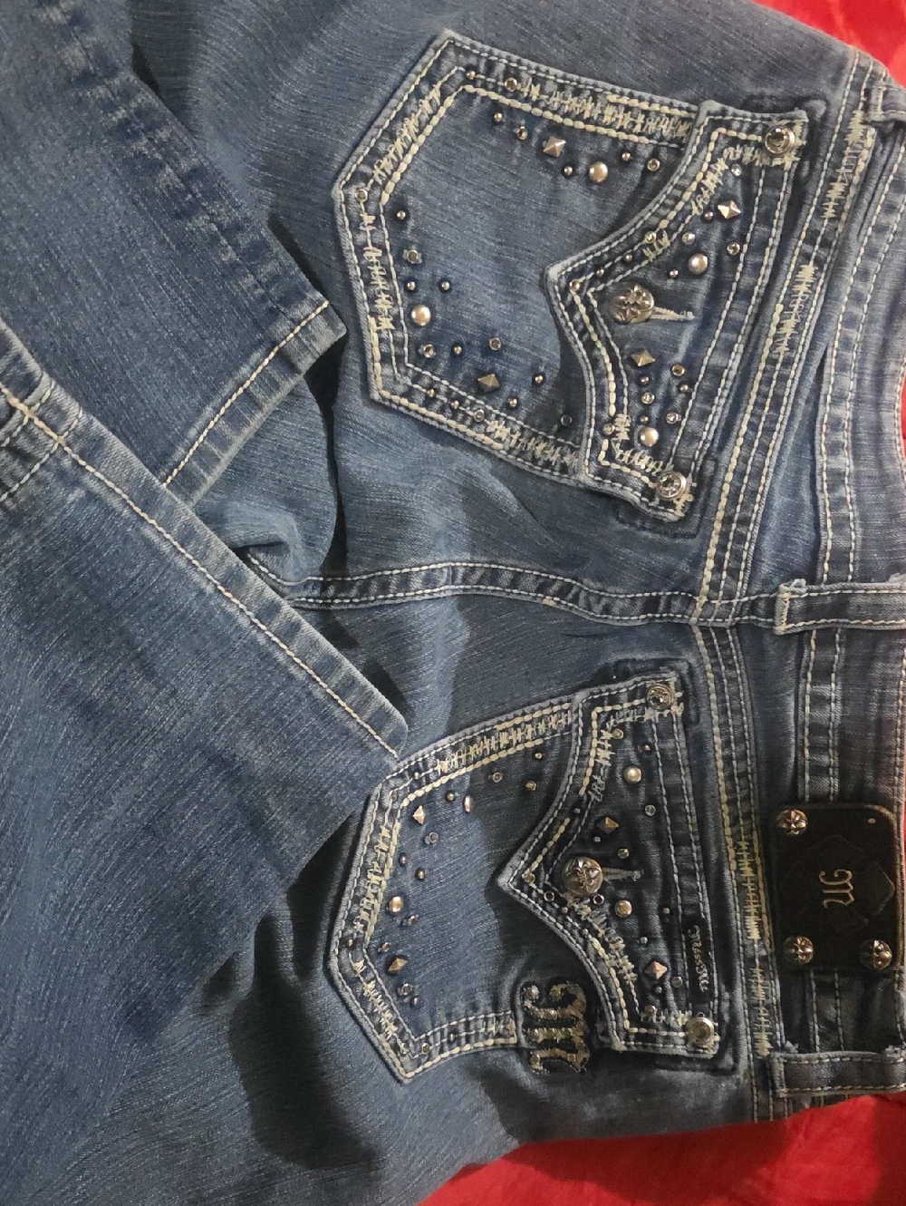 Miss Me Blue Studded Boot-Cut Jeans